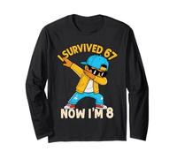 8th Birthday 67 Six Seven Dabbing Boy I'm 8 Year Old Bruh Long Sleeve T-Shirt