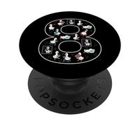 8th Birthday 8 Year Old Silly Goose Girls Animal PopSockets Adhesive PopGrip