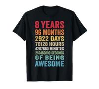 8th Birthday 8 Years Old Vintage Retro 96 Months T-Shirt