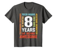 8th Birthday 8 Years Old Vintage Retro 96 Months T-Shirt, Youth, Asphalt Grey, 4T
