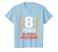 8th Birthday 8 Years Old Vintage Retro 96 Months T-Shirt, Youth, Baby Blue, Small