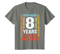 8th Birthday 8 Years Old Vintage Retro 96 Months T-Shirt, Youth, Olive Heather, Small