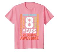 8th Birthday 8 Years Old Vintage Retro 96 Months T-Shirt, Youth, Pink, 2T