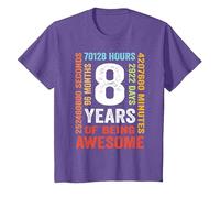 8th Birthday 8 Years Old Vintage Retro 96 Months T-Shirt, Youth, Purple Heather, Small