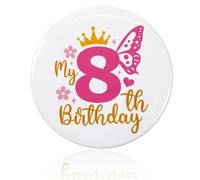 8th Birthday Badge, Birthday Girl Badge, Celebrate Your Little Princess's Special Day with a Sparkling, Party Accessor, Celebration Decoration