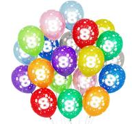 8th Birthday Balloons - 20 Pcs 12'' Multicoloured Latex Balloons for Girls & Boys