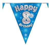 8th Birthday Blue Birthday Party Flag Banner Bunting Age 8