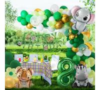 8th Birthday Boy Girl 8 Year Jungle Birthday Decoration Forest Animals Foil Balloon, Safari Foil Balloon Children's Birthday Decoration Wild Jungle Decoration, Animals Balloon Birthday Decoration