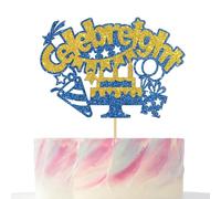 8th Birthday Cake Topper, Celebreight Eight is Great Cheers to 8 Years Cake for Birthday Party Supplies Blue Glitteer