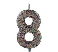 8th Birthday Candle Pretty Multicolour Glitter Number 8 Candles Cake Topper Decorations Happy Birthday Candle for Girls Boy Women Anniversary Celebrations Party Supplies