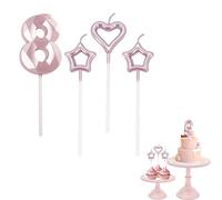 8th Birthday Candle Rose Gold Number 8 Candle for Birthday Cake with Heart-Shaped Candles, Rose Gold 8 Candle for Cake Birthday Cake Topper Decorations for Girls Birthday Wedding Anniversary Party