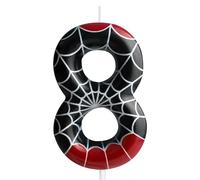 8th Birthday Candle Spider Number 8 Candle Spider Cake Decoration Birthday Party Supplies Black Red Spider Themed Cake Topper Decorations for Kids Boy Girl Party Decor Supplies