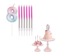 8th Birthday Candles-Gradient Pink Blue Number Candle 8,with 6pcs Long Candles for Cake,Birthday Cake Candles Cake Topper Decorations for Boys Girls Men Women Birthday Wedding