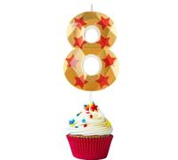 8th Birthday Candles Number 8 Candles Anime Stars Happy Birthday Candle Premium Wax & 3D Diamond Design Anime Themed Cake Topper Decorations for Boy Husband Birthday Party Celebration Supplie