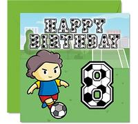 8th Birthday Card Boy - Football Fan - Happy Birthday Card 8 Year Old Boy, Boys Cards for Him, 145mm Greeting for Son, Brother, Grandson, Nephew, Cousin
