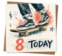 8th Birthday Card for Boy, Skateboard Design, Cool Today Greeting Card for Tween Birthday