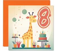 8th Birthday Card for Boys Girls - Safari Giraffe - Happy Birthday Card 8 Year Old Boy Girl, Cards for Him Her, 145mm Greeting Cards Niece Nephew Kids Children