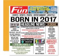 8th Birthday Card for Girls Boys - Born In 2017 Newspaper - Happy 8 Birthday Cards for Son Nephew Daughter Granddaughter Grandson Sister, 145mm Bday Greeting Cards