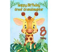 8th Birthday Card for Great Granddaughter (Giraffe)