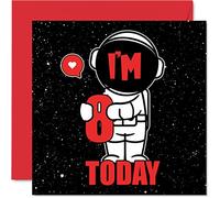 8th Birthday Card Unisex - Space Astronaut - Happy Birthday Card 8 Year Old Son Daughter Brother Sister Grandson Granddaughter Niece Nephew Cousin, 145mm Bday Greeting