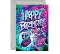 8th Birthday Cards for Boys Girls - Epic Gamer - Happy Birthday Card for 8 Year Old Boy Girl Daughter Nephew Cousin Grandson, 5x7 Inch Bday Greeting Cards