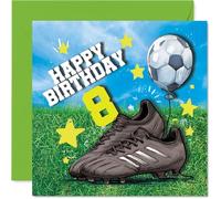 8th Birthday Cards for Boys - GOOOOOAAAALLLL! - Happy Birthday Card for 8 Year Old Boy Godson Step Son Son Brother, 145mm Bday Greeting Cards