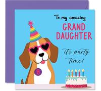 8th Birthday Cards for Girls - Doggy Party - Happy Birthday Card for 8 Year Old Girl Step Daughter Goddaughter Granddaughter Great Niece, 145mm Bday Greeting Cards