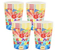 8th Birthday Cups Kids Paper Cups,8th Paper Cups Kids Paper Cups 9oz,16Pack Party Cups Kids Disposable Cups,Paper Cups Tableware Set for Wedding Baby Shower Birthday Party Supplies Table Decorations
