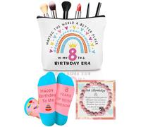 8th Birthday Gifts for Girls - Sweet Gifts for 8 Year Olds Girls Birthday Makeup Bag Bracelet Cotton Socks Sweet Presents for Age 8 Sister Daughter Granddaughter Niece Best Friend