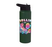 8th Birthday Girl 8 Years, Roller Skates, Number 8 Stainless Steel Insulated Water Bottle