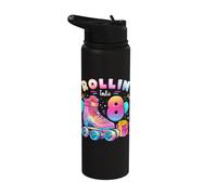 8th Birthday Girl 8 Years, Roller Skates, Number 8 Stainless Steel Insulated Water Bottle