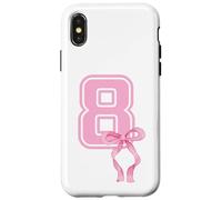 8th Birthday Girl Coquette Pink Bows Eight Years Old Party Case for iPhone X/XS
