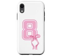 8th Birthday Girl Coquette Pink Bows Eight Years Old Party Case for iPhone XR
