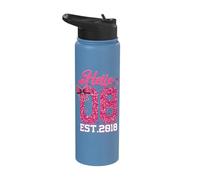 8th Birthday Girl Pink Coquette Bow Hello Eight 8 Years Old Stainless Steel Insulated Water Bottle