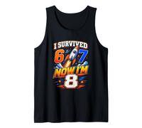 8th Birthday I Survived 67 Now I'm 8 Rocket Space Boys Tank Top
