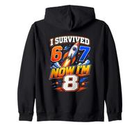 8th Birthday I Survived 67 Now I'm 8 Rocket Space Boys Zip Hoodie