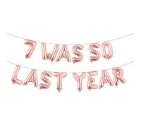 8th Birthday Multicolor 7 WAS SO LAST YEAR Balloon Banner - Happy 8th Birthday Party Decorations, Supplies and Favors - 8th Wedding Anniversary Decorations (7 WAS SO LAST YEAR Rose Gold)
