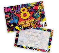8th Birthday Party Invitations Kids - Comic Book Style 36 Pack - Childrens Birthday Invitations for Boys/Girls A6 Bday Party Invites Invitation Cards with Folding Envelopes