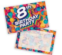 8th Birthday Party Invitations Kids - Rainbow Balloons 20 Pack - Childrens Birthday Invitations for Boys/Girls A6 Bday Party Invites Invitation Cards with Folding Envelopes