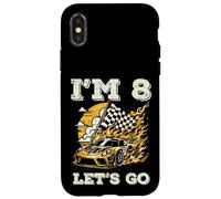 8th Birthday Race Car Flag Im 8 Years Old Bday Boys Kids Case for iPhone X/XS