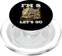 8th Birthday Race Car Flag Im 8 Years Old Bday Boys Kids PopSockets PopGrip for MagSafe