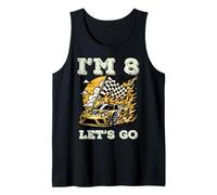8th Birthday Race Car Flag Im 8 Years Old Bday Boys Kids Tank Top