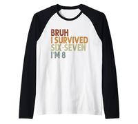 8th Birthday Six Seven Boy I'm 8 Year Old Bruh 6 7 Bday Kids Raglan Baseball Tee