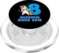 8th Birthday Unicorn Dabbing Awesome Since 2018 PopSockets PopGrip for MagSafe