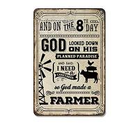 8th Day God Made a Farmer Prayer Farmhouse Décor Metal Sign Rustic Home Décor Wall Décor Tan 8x12 108120069012