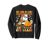 8th Eighth Grade Halloween Teacher Educator Retro Ghost Sweatshirt
