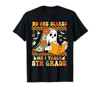 8th Eighth Grade Halloween Teacher Educator Retro Ghost T-Shirt