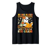 8th Eighth Grade Halloween Teacher Educator Retro Ghost Tank Top
