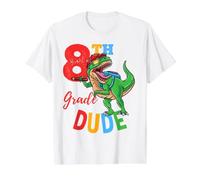 8th Grade Dude T-Rex Dinosaur Back to School Boys Value Graphic T-Shirt, Men, White, M