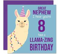 8th Great Nephew Llama Birthday Card - Llamazing - Funny Llama Great-Nephews Birthday Card for 8 Year old Kids eight, eighth